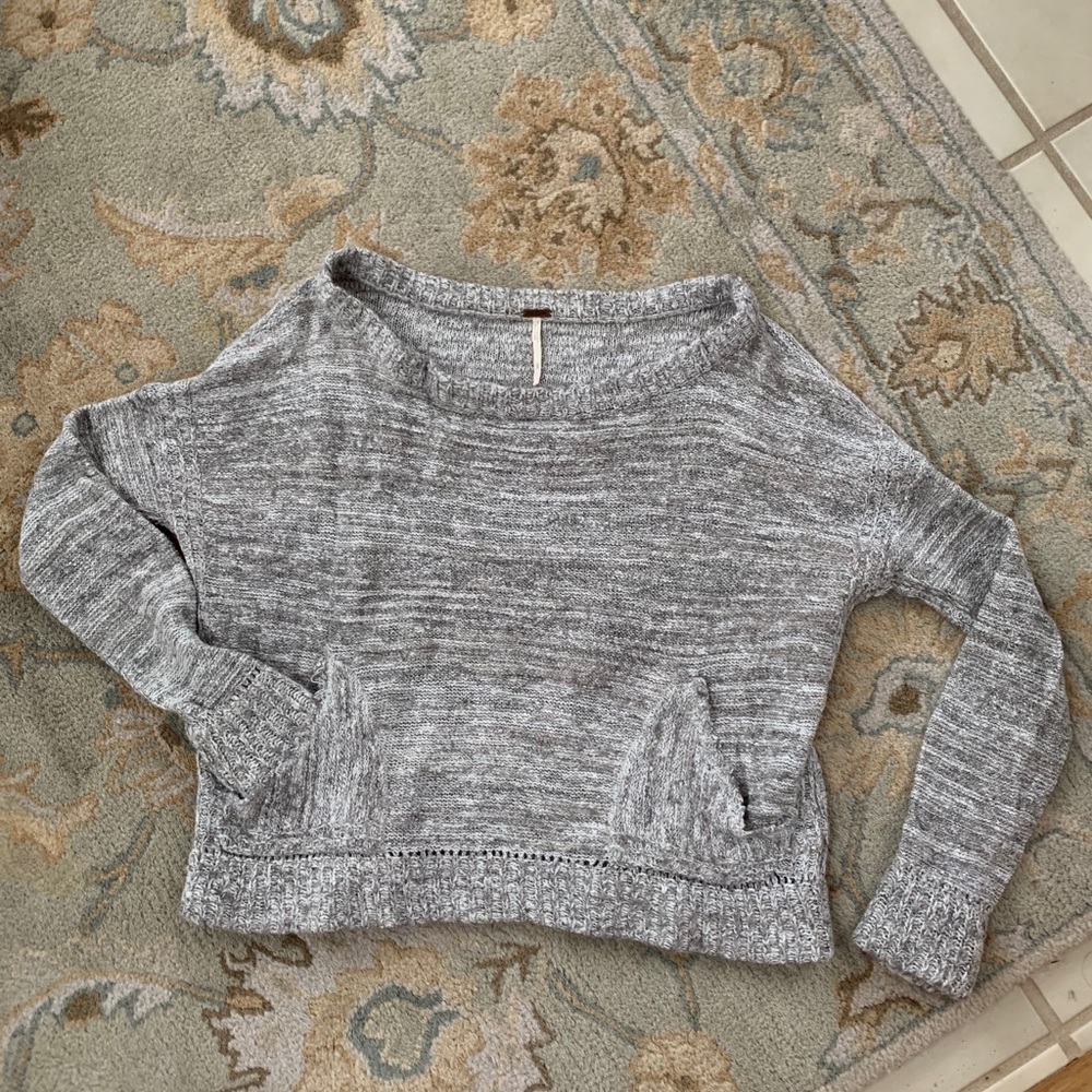 Free People Heather Gray Off Shoulder Sweater